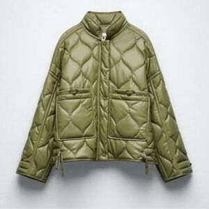 ZARA Olive Quilted Women's Jacket perfect condition